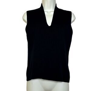 VTG Pierre Cardin Options Black Stand Mock Collar Sleeveless Top Women's M